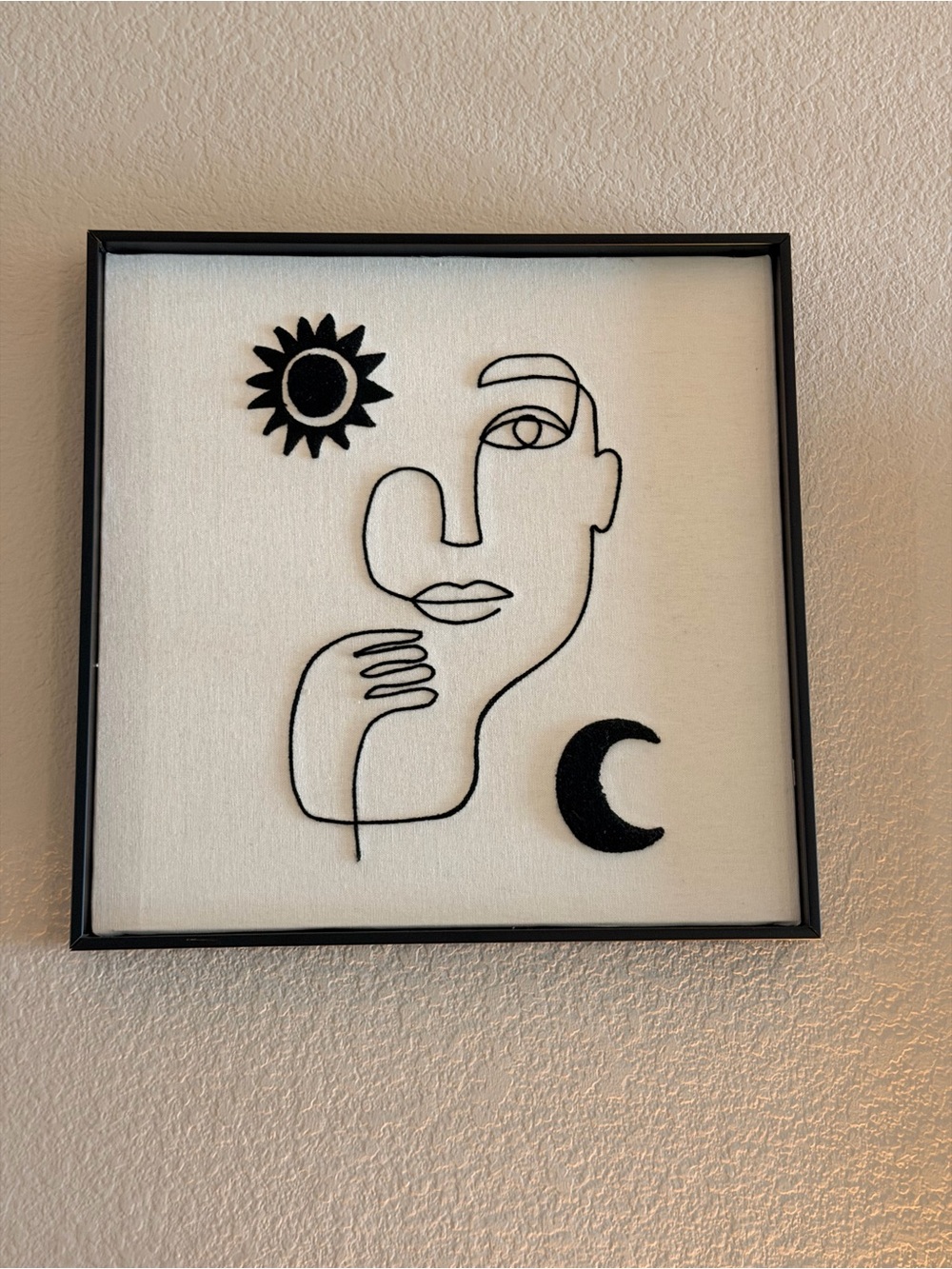 Black Line Art Sun & Moon Wall Decor- 17x17